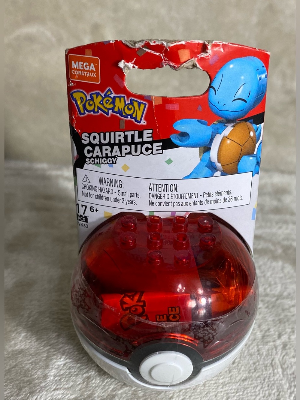 Mega Bloks Construx Pokemon Squirtle Pokeball Nintendo GVK63 Ball 17pcs